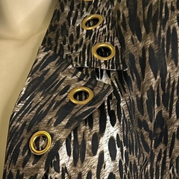 Joseph Ribkoff Leopard Jacket Sz 4 | Cropped Rivet Tie Front Blazer Punk Edgy - Picture 3 of 8